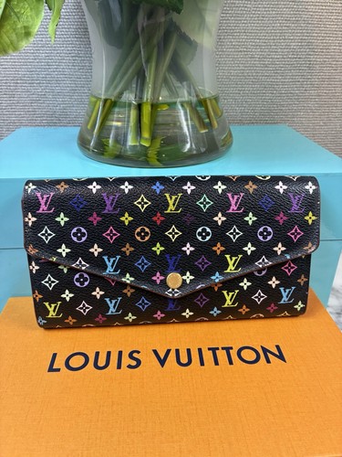 LV Louis Vuitton Black Multicolor Murakami Sarah Wallet - Beautiful Pre-Loved