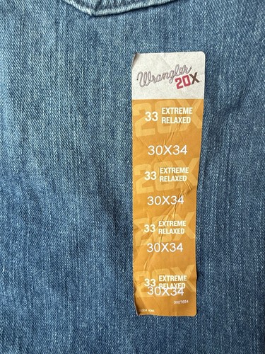 Wrangler 20X Extreme Relaxed Straight Leg Jeans Style 33 Mens Size 30×34 New - Picture 5 of 7