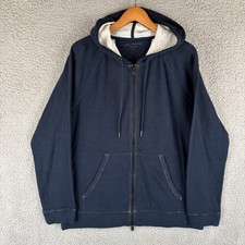 John Varvatos Providence Double Knit Plaited Hoodie Mens XL Blue Full Zip