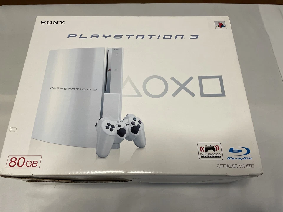 SONY PlayStation3 CECHL00 80GB керамический белый консоль контроллер w/коробка #386 z #96 - Изображение 2 из 4