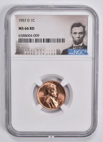 MS66 RD 1957-D Lincoln Wheat Cent Penny NGC Special Lbl *4977