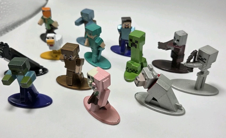 Lote De 13 Figuras Miniatura Minecraft Jada Toys Metal Diecast Estatuilla ACC. COND Foto 3 de 4