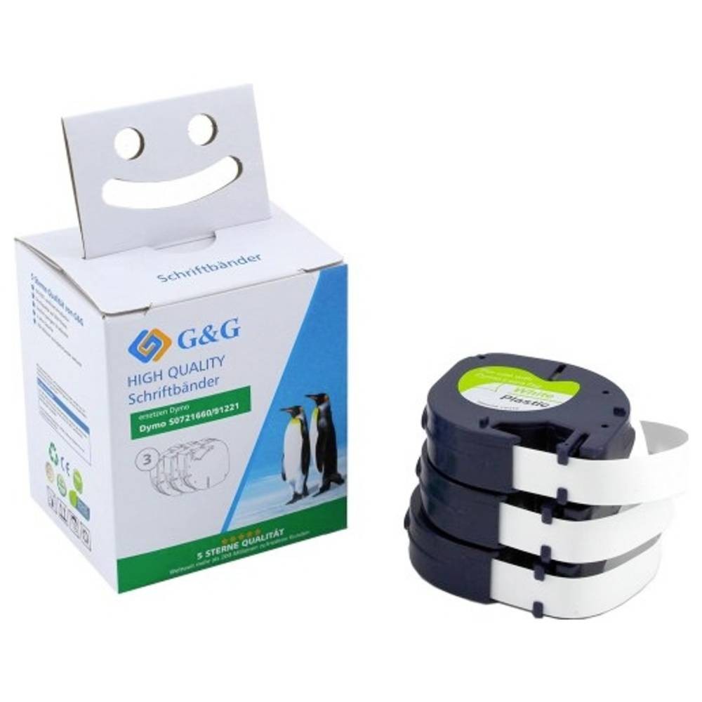 Ruban d'étiquetage compatible dymo 91221 lot de 3 cassettes d'impression 12mm blanc
