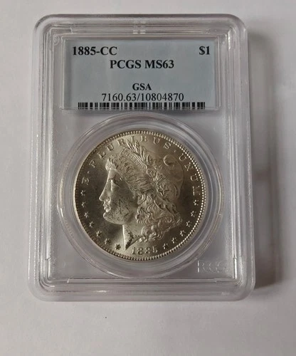 1885-CC $1 Morgan Silver Dollar - PCGS MS63 - GSA-Labeled - Carson City