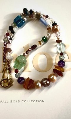 Handmade Natural Gemstone Necklace, Mixed Precious Stones & Pearl Statement