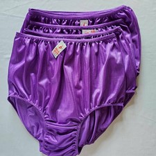 6 Plus Size Underwear Nylon Granny Panties Comfort Soft High Waist 42"-48"Purple