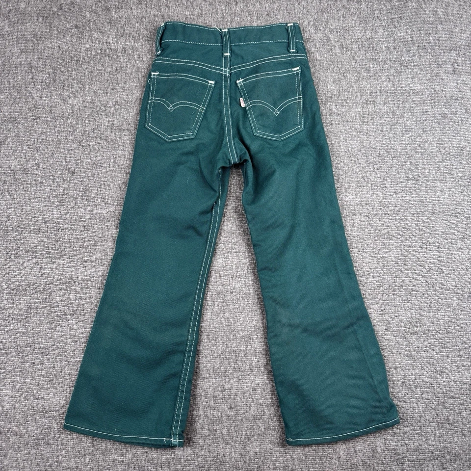 Pantalones de mezclilla vintage Levis Bell niños 6 (20x19) verde acampanado Big E Western años 60 Foto 3 de 4