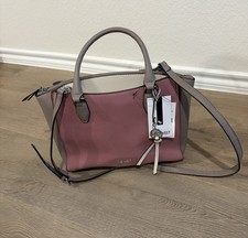 Nine West Pink Gray Satchel Top Handle Bag with Bag Charm for Women