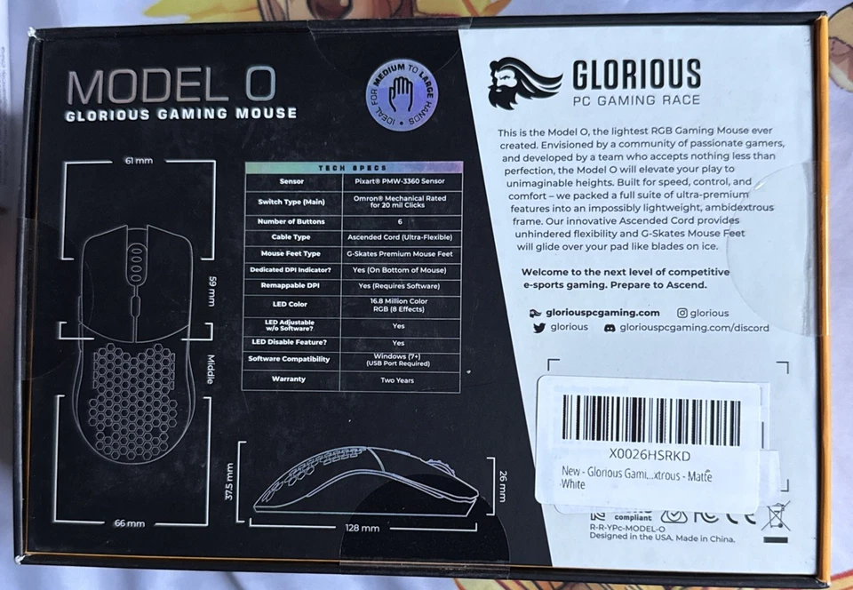 Glorious Model O RGB Optical Gaming Mouse - Matte Black - Image 2 of 2