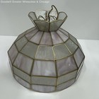 Vintage MCM Lavender Opalescent Stained Glass Swag Chain Light- PICK UP ONLY