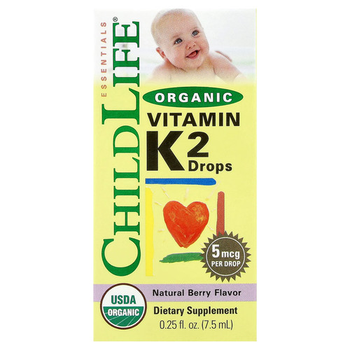 Organic Vitamin K2 Drops, Natural Berry, 5 mcg, 0.25 fl oz (7.5 ml)