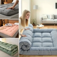 Soft Thick Mattress Pad Topper Quilted Fitted Mattress Protector Foldable Pad