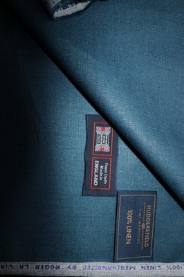 100% LEINEN FREIZEIT JACKENSTOFF ''Farbe Dunkeltürkis'' MADE IN ENGLAND 2,0 m