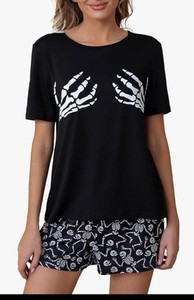 WOMEN'S SKELETON HANDS PAJAMA SET SIZE SMALL  