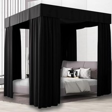 NKM King Size Canopy Bed Curtains,Completely 78.1"W x 78.1"L Pack of 1 Black