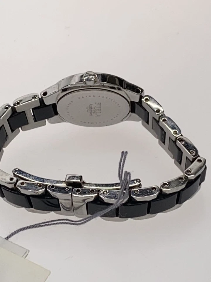 FURLA Black Dial Silver Case Analog Quartz Watch Excellent JAPAN - Image 3 of 4