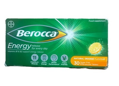 Berocca Energy Orange Effervescent Tablets Everyday Multivitamins   30 Count
