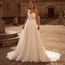 Abito da sposa 2026 Illusion pizzo abito da sposa 32-60 spalline avorio chiffon n.misure