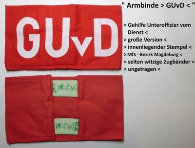 '' Armbinde  GUvD- witzige Zugbänder ''  MfS - Bezirk Magdeburg   '' SELTEN'' !!!