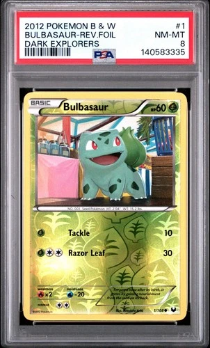 2012 Pokemon Black and White Dark Explorers #1 Bulbasaur Reverse Holo PSA 8 Rare