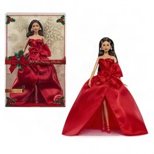 Barbie Signature 2026 Holiday Barbie Doll Brown Hair Red Gown Bow Detail