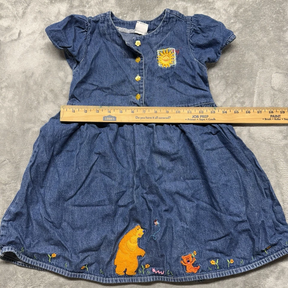 Vestido Jean Vintage Y2K Bear In The Big Blue House 4T Disney Años 2000 Niño Denim Foto 4 de 4