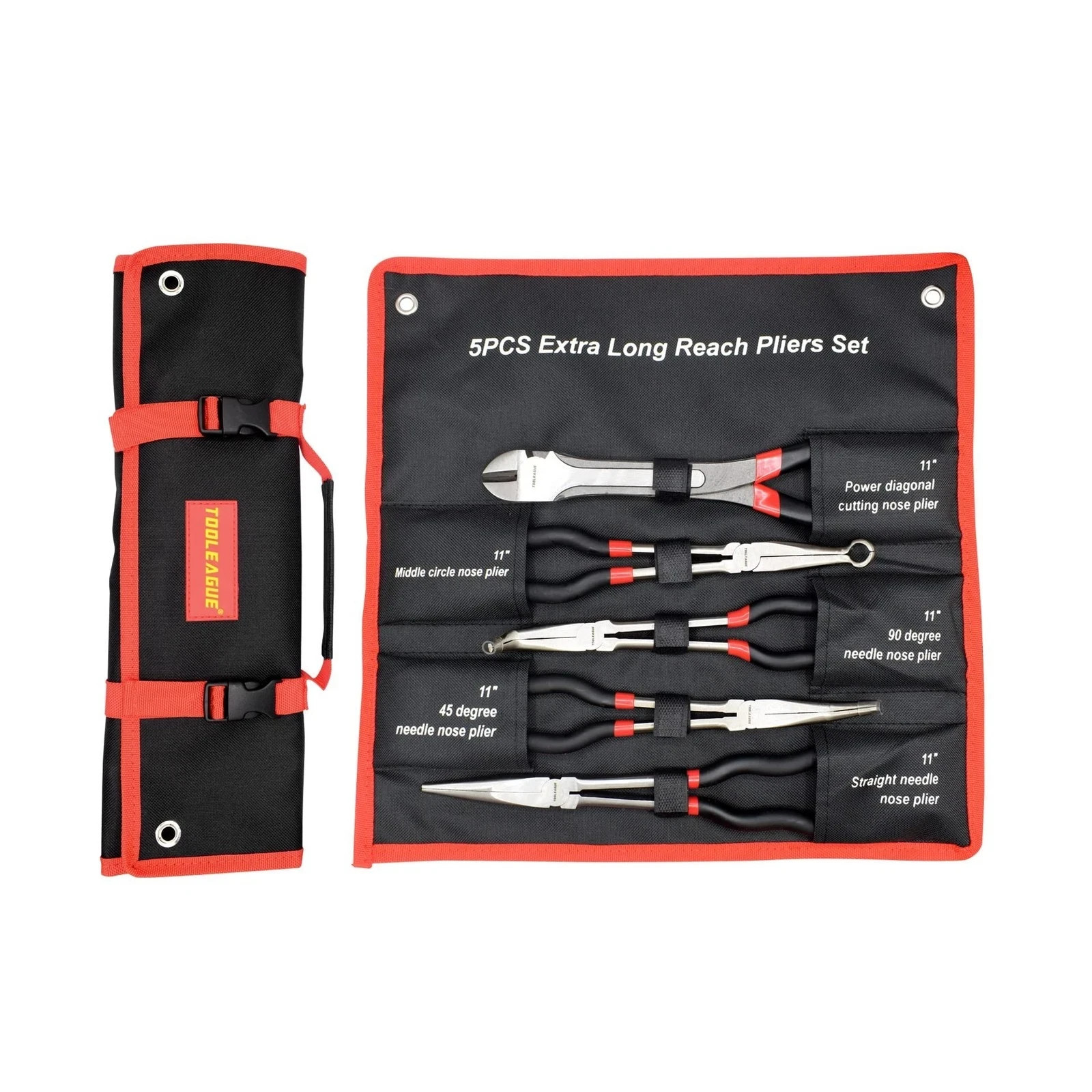 TOOLEAGUE 5Pc 11" Long Reach Needle Nose Pliers Set, SHIPS FROM USA FREE SHIPPIN