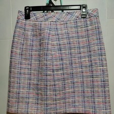 Talbots Tweed Pencil Skirt Size 6 Multicolor Pink and Blue Zipper