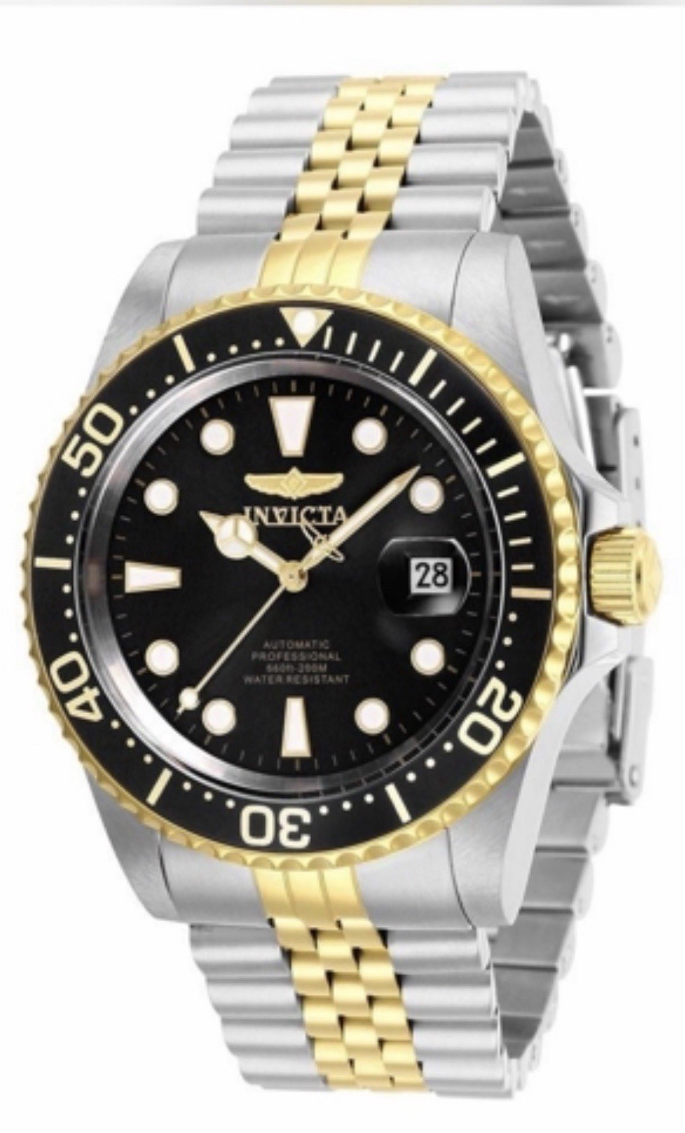 Invicta Men's 30094 Pro Diver Automatic 3 Hand Black Dial Two-Tone SS Watch