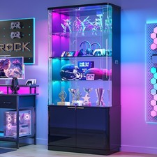 71" Tall Locking Display Cabinet with RGB Lights  Motion Sensor for Collectible