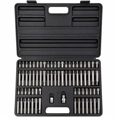 Sicherheits Bit Steckschlüsselsatz Torx Sechskant Spline Ribe 74tlg 3/8 1/2 Dr CrV Stahl