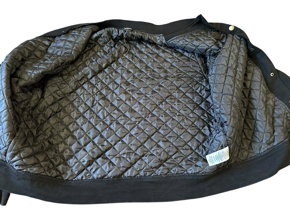 Chaqueta True Religion Para Hombres 2XL Jet Negro Arco Gamuza Bombardero Botón Diseñador Retro Foto 4 de 4