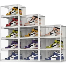 Stackable Shoe Organizer 12 Pack Shoe Storage Box Up to Size 13-SEESPRING