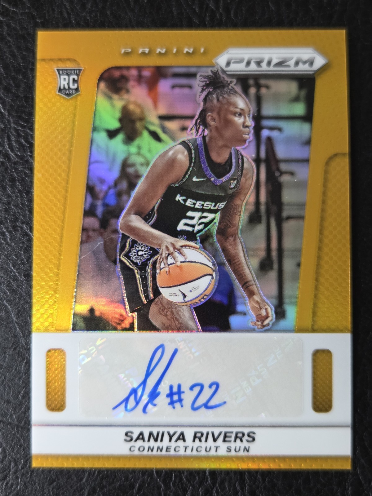 Saniya Rivers 2025 Panini WNBA Prizm Throwback Signatures Gold Auto Rookie #5/10 view 1