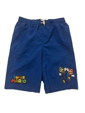 Nintendo Super Mario Boys Swim Trunks Blue Size 10/12 Mesh Lined