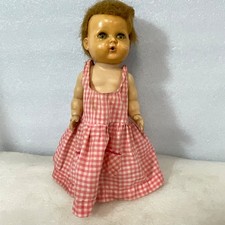 Tiny Tears Baby Doll 10in Pink Gingham Dress Sleep Eyes TLC