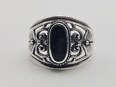 925 Designer Sac Silver Black Onyx Ring Size 9 Sterling