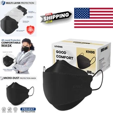 Lightweight KN95 Face Masks 100 Pack Skin Friendly Black for Everyday Protection