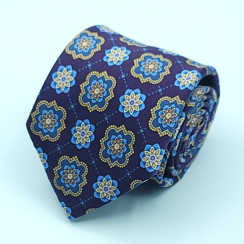 JOS A BANK Executive Collection 100% Silk Necktie, Floral Pattern, Color Blue. - Picture 3 of 11