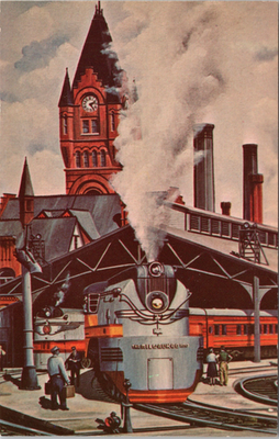 #ad #ad TRAIN POSTCARD MILWAUKEE ROAD OIL PAINTING BY RUSS PORTER $2.98