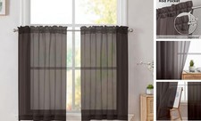 Short Sheer Kitchen Curtains 36 Inch Length 42"W x 36"L Pack of 2 Chocolate