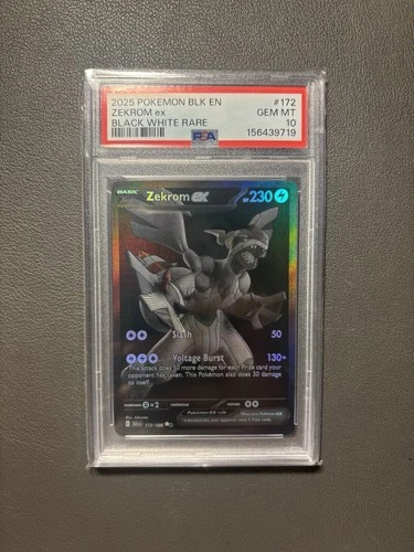 Pokémon Zekrom ex 172/086 Sv: Black Bolt Rare Holo PSA 10 English 2025