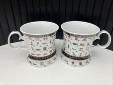 Set Of 2 FM Fathi Mahmoud Egyptian Hieroglyphics Design China Tea/coffee Mugs