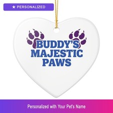 Custom Maine Coon Cat Paw Print Ornament Personalized Heart Shaped Dog Owner