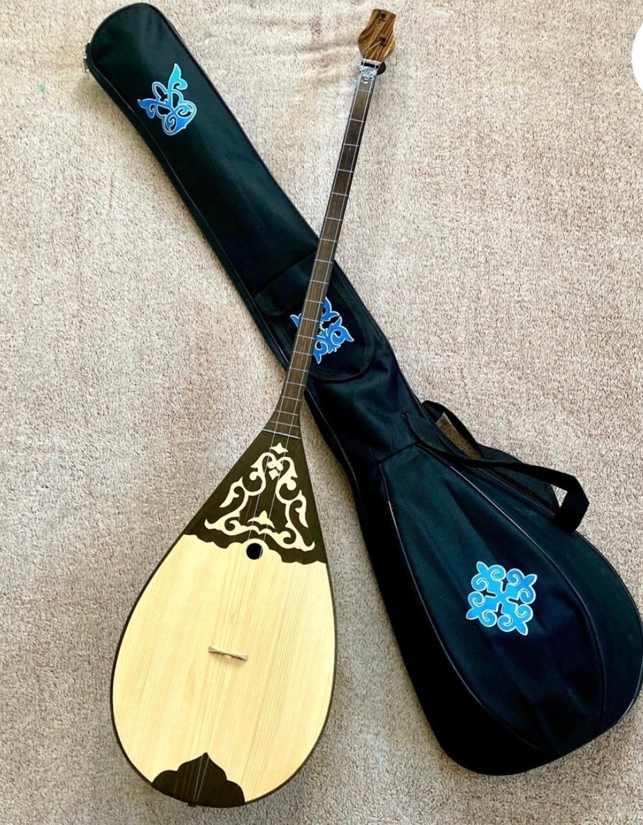 Kazakh Dombra Traditional 2-String Musical Instrument with Carrying Case