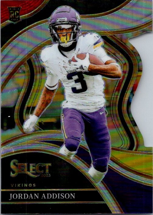 2023 Panini Select #254 Jordan Addison Red and Yellow Prizms Die Cuts
