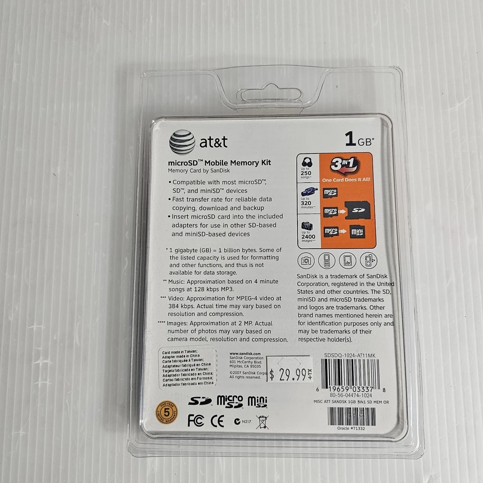 Universal Sandisk Micro SD Mobile Memory Kit 1GB Adaptor  - Image 2 of 3