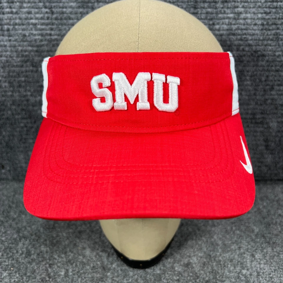 SMU Mustangs Visor Cap Hat Mens Nike Red White Strap Back NCAA Football - Image 2 of 4
