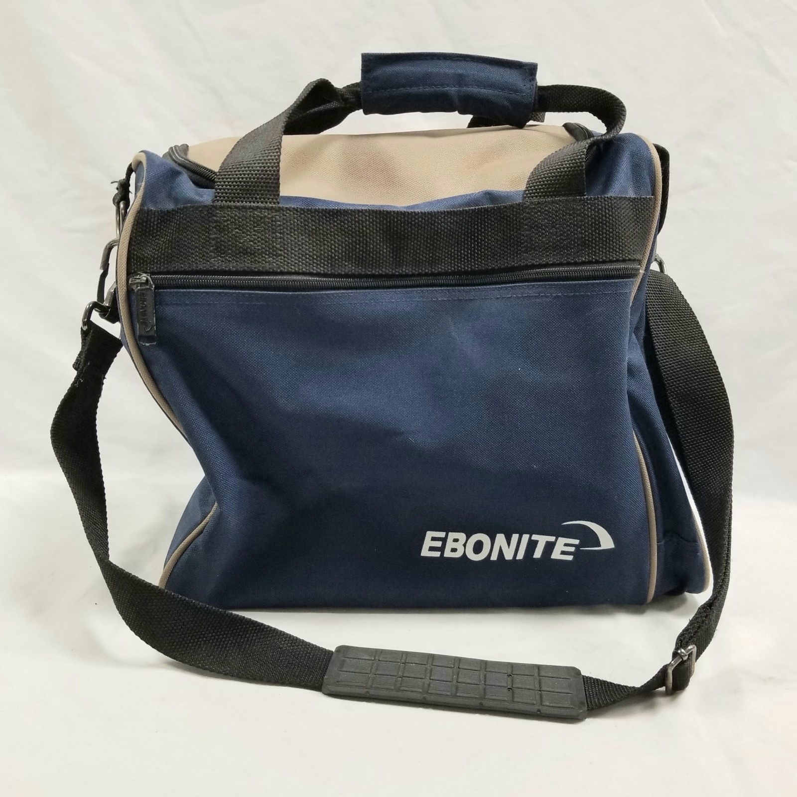 Ebonite Bowling Bag Single Ball Blue Tan Canvas Top and Shou