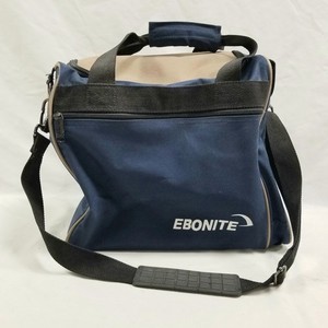 Ebonite Bowling Bag Single Ball Blue Tan Canvas Top and Shoulder Carry Straps